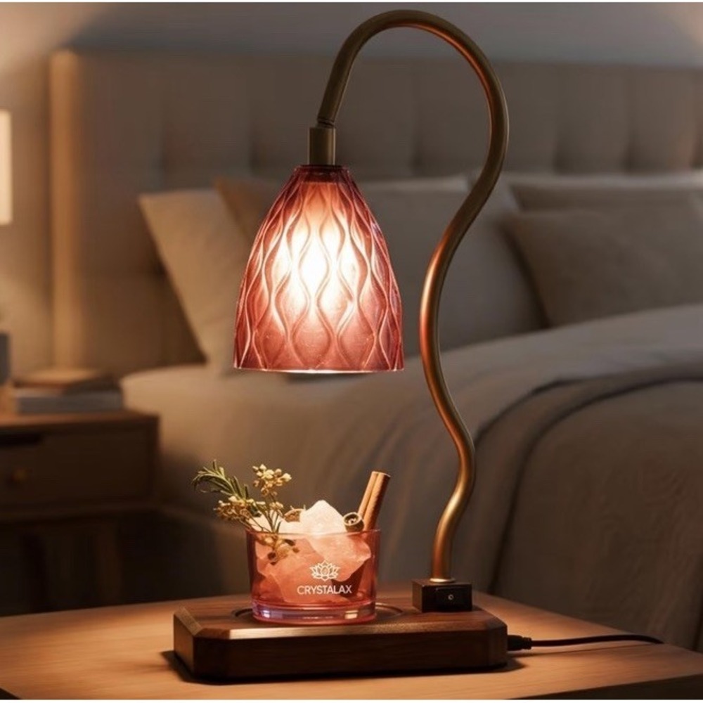 (b34/32)new Crystal Candle Warmer Lamp with Real Rose Quartz ( Oil Not Include)